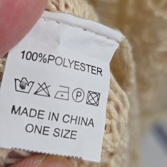 Women's Boho Canary Yellow Crochet Open Knit V Nech Poncho Swim Beach Cover - Picture 9 of 11